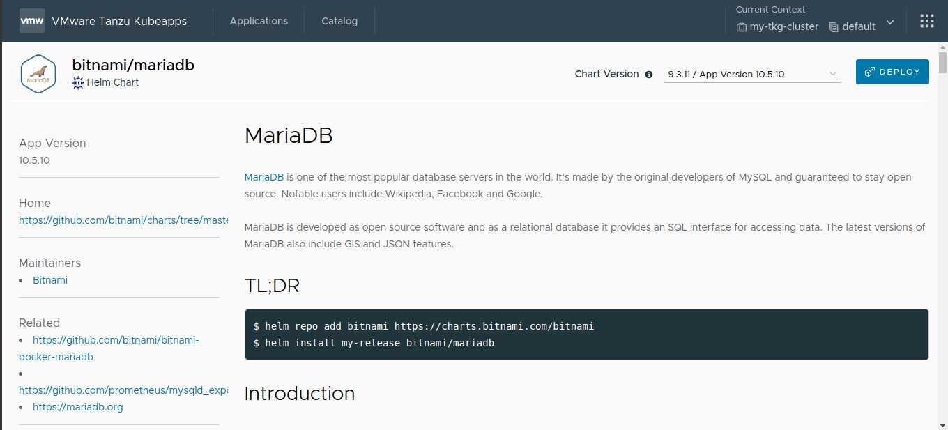 MariaDB chart